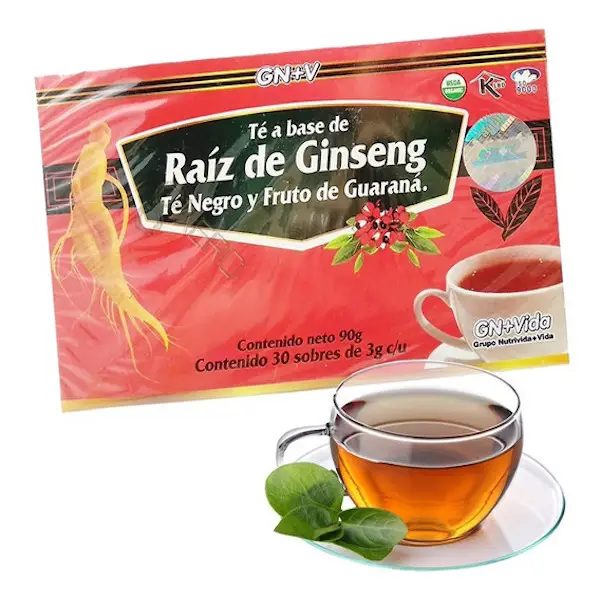 Ginseng root tea, black tea and guarana fruit