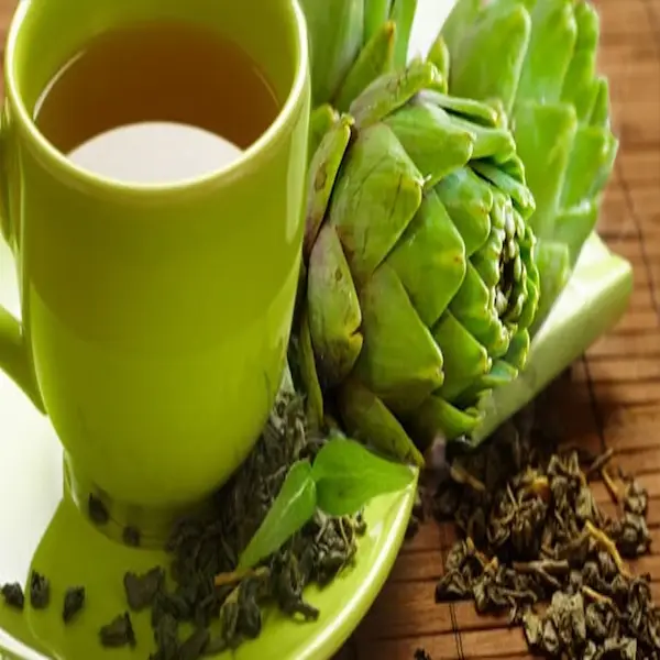 Tea based on artichoke heart, green tea, red tea and white tea